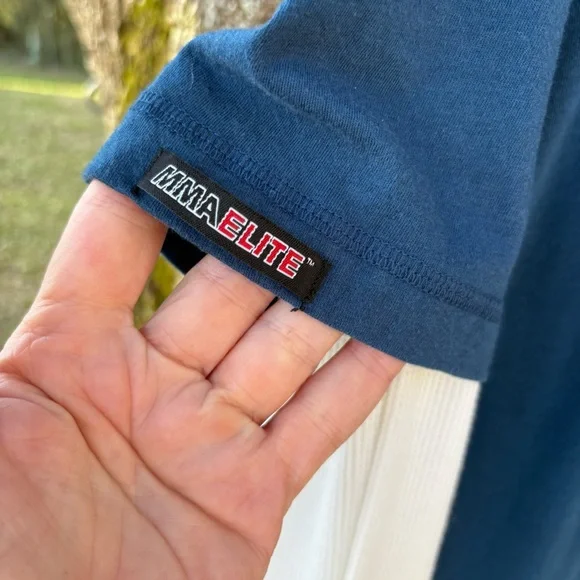 MMA ELITE LONG JOHN SLEEVE DOUBLE LAYERED ANGEL SKULL CROSS TATTOO T SHIRT - Picture 5 of 9